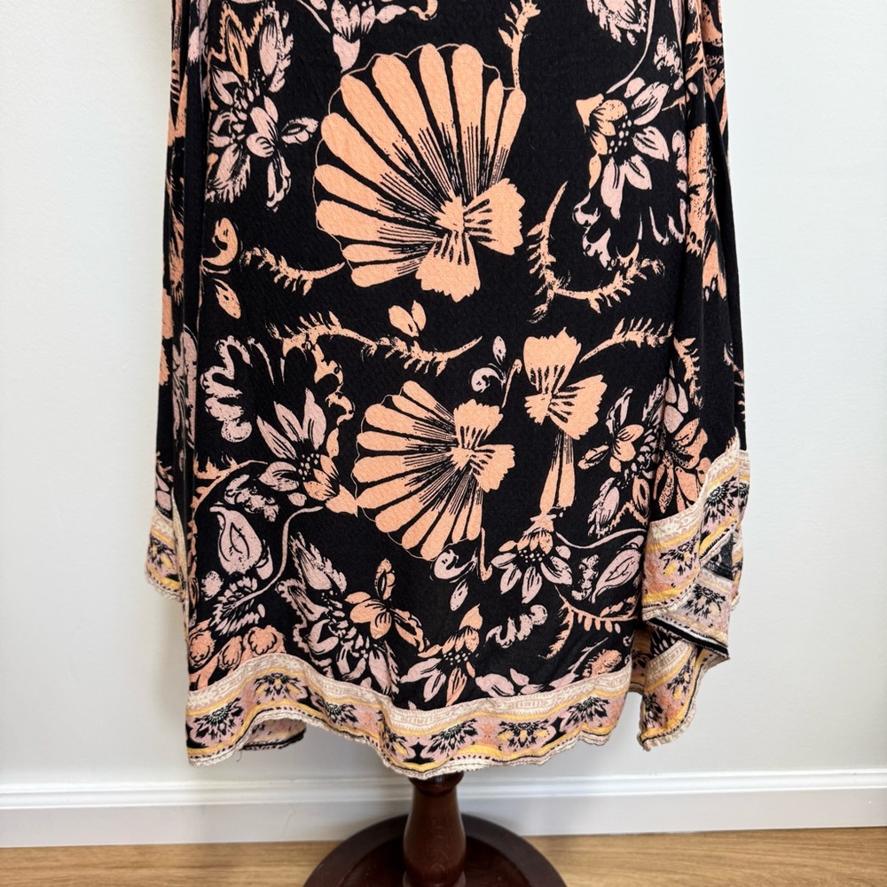 Free People Black and Blush Floral Asymmetrical Slip Dress - Picture 8 of 14